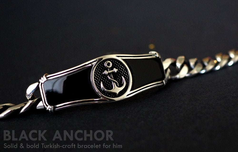 Black Anchor Men's Bracelet